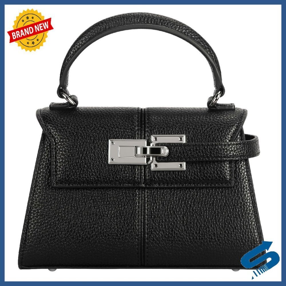 Vegan Leather Top Handle Crossbody Bag with Adjustable Strap